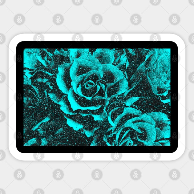 turquoise vintage flower pattern floral burlesque roses face mask Sticker by designsbyxarah